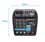 СМЕСИТЕЛ МИКСЕР С ЦИФРОВА АУДИО КАРТА A4 MP3/БЛУТУТ 4 КАНАЛА