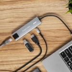 ПРЕХОД USB-C М/2XUSB Ж HDMI Ж 2XUSB-C Ж RJ45 LAN С КАБЕЛ OTG KRÜGER&MATZ