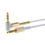 КАБЕЛ 3.5М/3.5М 0.5М Г ОБРАЗНА БУКСА HIFI БЯЛ AUX