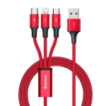 КАБЕЛ 167 USB/USB-MICRO/IPHONE/USB-C 3В1 BASEUS ЧЕРВЕН 1.2M.