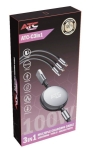 КАБЕЛ USB/USB-MICRO/IPHONE/USB-C 3В1 100W 1M. ATC