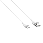 КАБЕЛ USB/USB-C 3 МЕТРА LS553 2.1A БЯЛ ПЛОСЪК