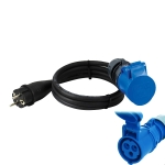 ПРЕХОД С КАБЕЛ ГУМИРАН ИНДУСТРИАЛЕН КОНТАКТ CEE КЪМ ШУКО МЪЖКИ 1.5М 16A COMMEL