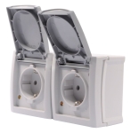 КОНТАКТ ШУКО ДВОЕН ВЪНШЕН С КАПАК PANASONIC