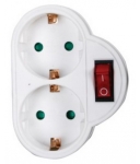 РАЗКЛОНИТЕЛ 220V С 2 ГНЕЗДА С КЛЮЧ