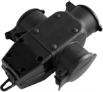 РАЗКЛОНИТЕЛ 220V 3 ГНЕЗДА ГУМИРАН БЕЗ КАБЕЛ ВЛАГОУСТОЙЧИВ IP44 16A COMMEL
