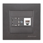 РОЗЕТКА LAN RJ45 ЕДИНИЧНА MUTLUSAN ТЪМНО СИВА