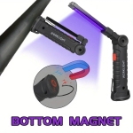 ЛАМПА ФЕНЕРЧЕ УЛТРАВИОЛЕТОВА UV LED С АКУМУЛАТОРНА БАТЕРИЯ ПОДВИЖНА С МАГНИТ И ЛУПА ЗА ПРОВЕРКА НА БАНКНОТИ