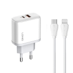 Зарядно за телефон USB-C+USB-A С КАБЕЛ USB-C/LIGHTNING QC PD ултра бързо LDNIO 45W