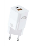 Зарядно за телефон USB-C+USB-A QC PD бързо 20W ATC