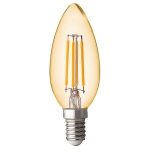 LED димиращ filament конус, 4W, 2500К, E14, 360, 220V-240V AC, Амбър