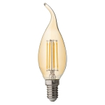 LED димиращ filament пламък, 4W, 2500К, E14, 360, 220V-240V AC, Амбър