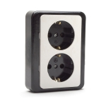 Контакт Двоен Приста НК, 16А, 250V, Скрит монтаж, ЧерноБял