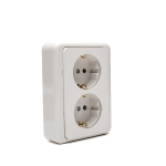 Контакт Двоен Приста НК, 16А, 250V, Скрит монтаж, Бял