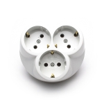 Троен контакт, 16А, 230V, Скрит монтаж, Бял