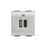 Розетка 2xUSB за зареждане тип AC 3A 15W 2 мод. цвят Алуминий LL Bticino
